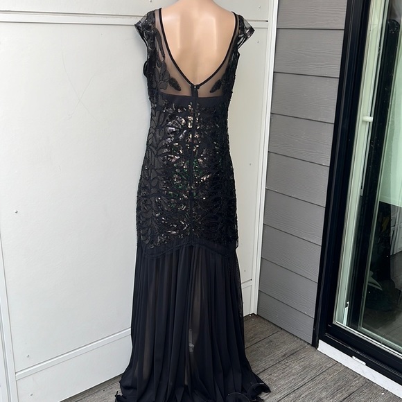 Vintage1920s Gatsby Flapper Beaded Sequins Maxi Long Sheer Dress size L (12) - Picture 4 of 7